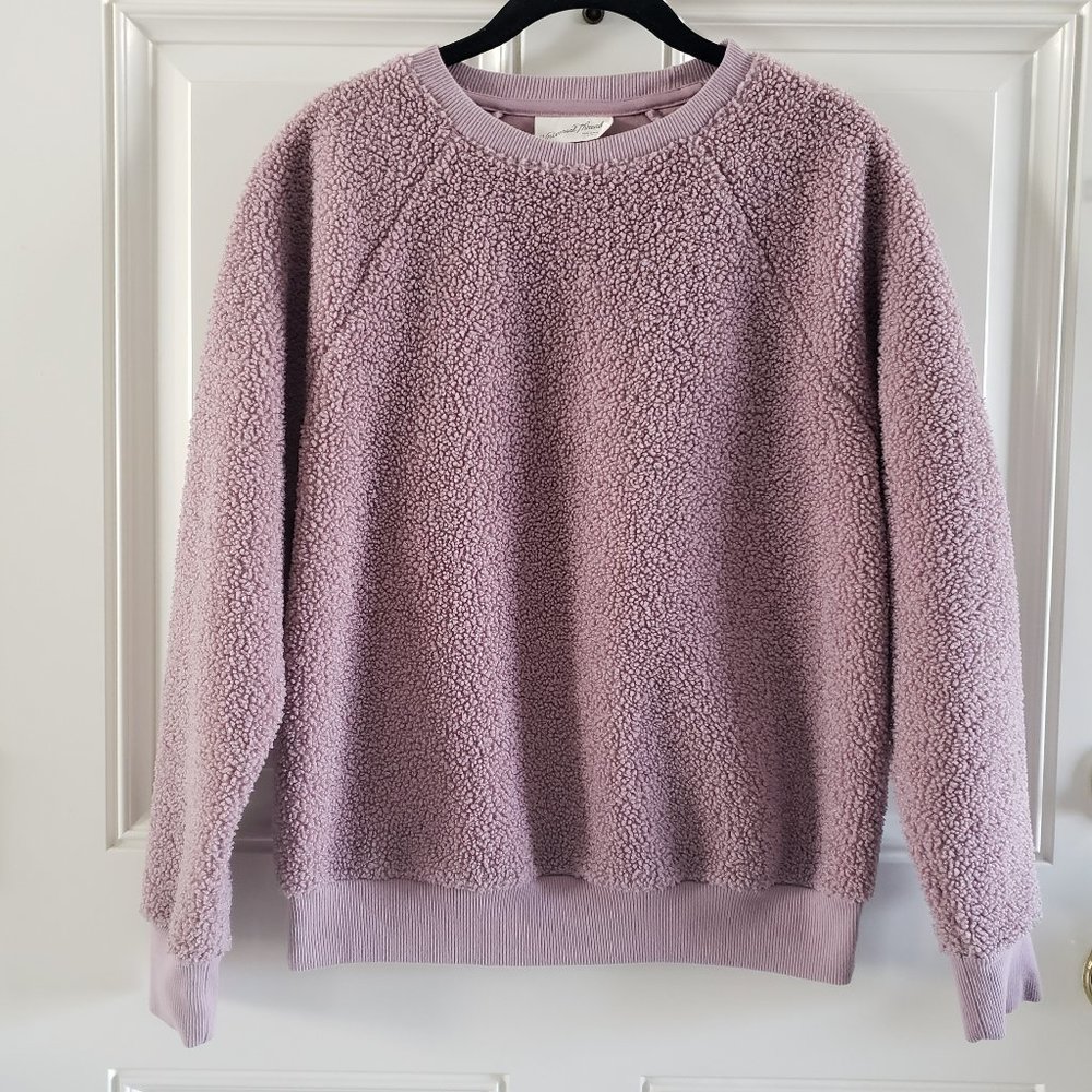 UNIVERSAL THREAD Sherpa Scoop Neck Raglan Pullover Mauve Sweater SZ XS